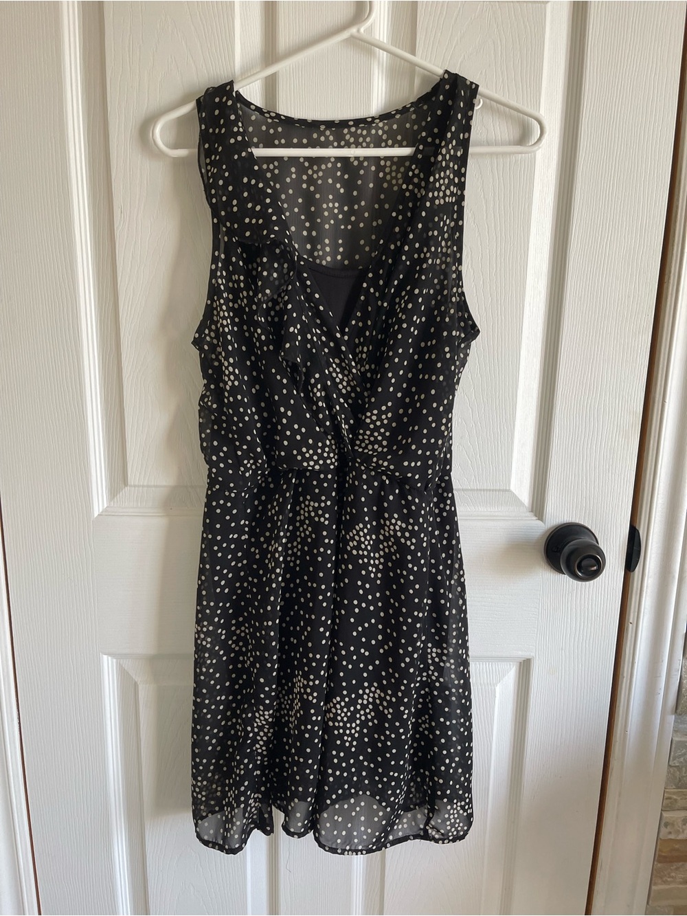Black Polka Dot Sleeveless Mini Dress